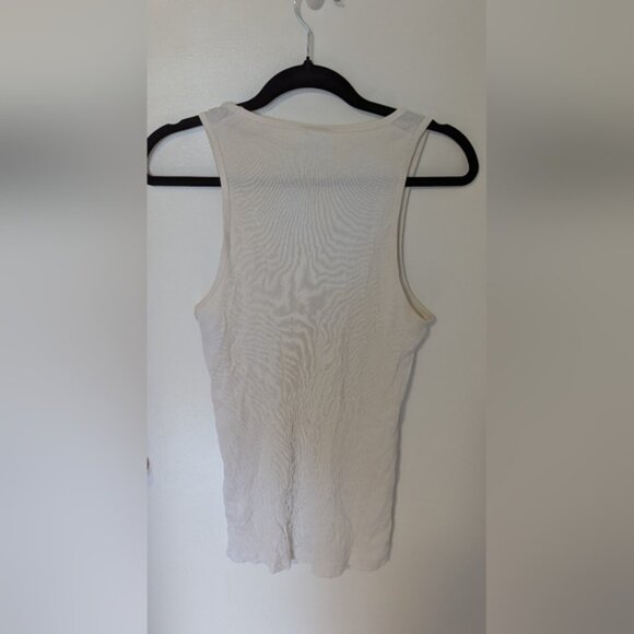 DKNY White Ribbed Tank Top - Size Medium - Picture 3 of 3